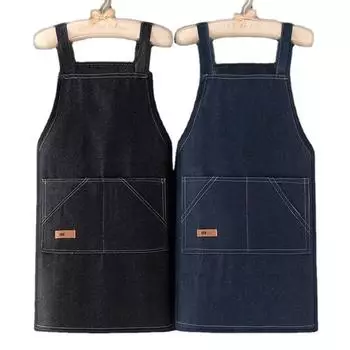 Плотный джинсовый фартук с карманом для женщин и мужчин, парикмахеров, бариста, кофейня в красивом салоне, фартук, устойчивый к воздействию масел, нагрудник 70x 70cm