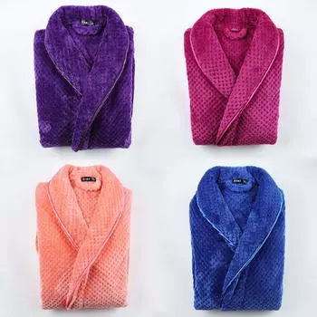 Плотный фланелевый длинный халат, одежда для сна, зимняя одежда для двоих, кимоно, халат, свободное теплое коралловое флисовое домашнее белье, одежда для отдыха M