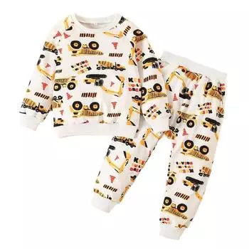 Плотный комплект детской одежды для мальчиков и девочек, детская одежда с автомобилями, топы и штаны, хлопковый спортивный костюм для маленьких детей M