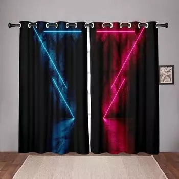 Плотный неоновый свет, прохладный детский затемняющий оконный занавес для спальни, гостиной, ванной, кухни, двери, зала, дома, высокое затемнение W55 X H120cm X 2&HOOK