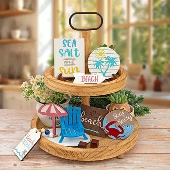 Пляж Лето Пляж Серия Многоуровневый Поднос Украшения Креативный Настольный Декор Орнамент Домашний Декор Ремесло One Size