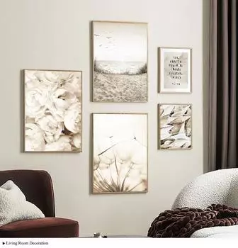 Пляж закат одуванчик трава пейзаж постер скандинавский принт скандинавское украшение цветная картина живопись фотография крем 21*30cm