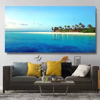 Пляжи, кокосовая пальма, фотографии, пейзажные постеры и принты, тропический остров, настенное искусство, морской пейзаж, холст, картина, декор для гостиной 20x40cm No Frame