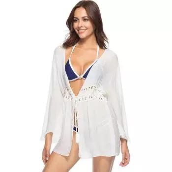 Пляжная блузка-бикини для плавания, рукав-труба с крючками, пляжная шаль, защита от солнца, женская одежда, кардиган, накидки