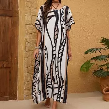 Пляжная блузка, быстросохнущий набивной халат, купальник-бикини для отпуска на море, солнцезащитная рубашка 1D141 one size