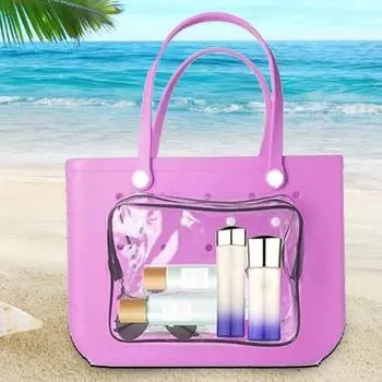 Пляжная большая сумка со вставными крючками, аксессуары, водостойкая, пескозащитная, прозрачная косметичка, дорожная сумка, пляжная сумка для Bogg чёрный