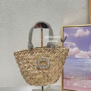 Пляжная и хозяйственная сумка из блестящей соломы ручной работы