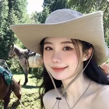 Пляжная кепка Ковбойская шляпа в стиле вестерн с широкими полями Солнцезащитная кепка Простая летняя шляпа от солнца для женщин чёрный