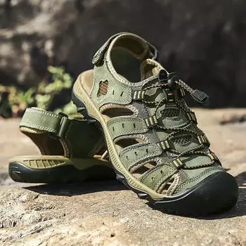 Пляжная кожаная мужская обувь, новые летние нескользящие мужские сандалии большого размера, мужская обувь, повседневные модные сандалии, тапочки, большой размер 38-48 38