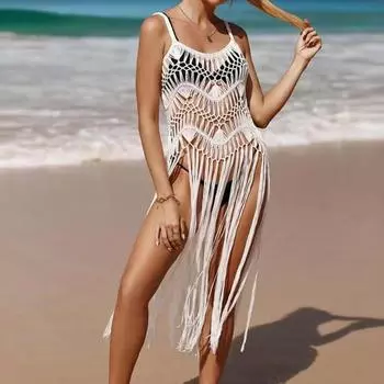 Пляжная накидка для женщин, без рукавов, свободный крой, вырез, бикини, накидка, однотонная, защита от солнца, пляжная одежда вино красного