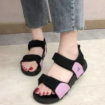 Пляжная обувь большого размера на плоской подошве для студентов, повседневные сандалии для отдыха на море, лето 35