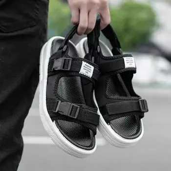 Пляжная обувь большого размера, сандалии, женская обувь для отдыха на открытом воздухе, летние повседневные мужские сандалии большого размера, нескользящие классные тапочки на липучке 46