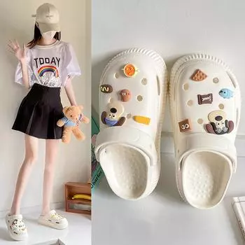 Пляжная обувь для медсестер, новые летние домашние туфли для девочек с толстой подошвой, универсальные классные тапочки 36/37 белый