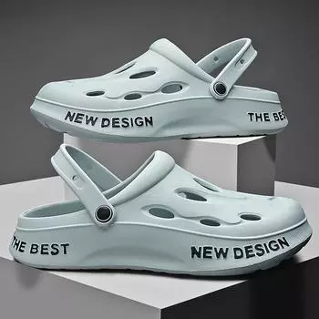 Пляжная обувь дырявая обувь мужская летняя уличная мода две тапочки нескользящая мягкая подошва наступая на дерьмо ощущение вождения сумка голова тапочки 40