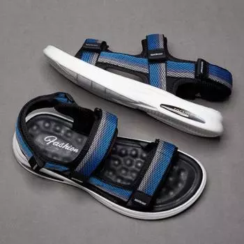 Пляжная обувь мужская легкая летняя 2024 года, новые сандалии с открытым носком на липучках, мягкие эластичные повседневные износостойкие тапочки для улицы 38