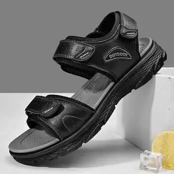 Пляжная обувь, мужская летняя новая дышащая нескользящая уличная повседневная обувь с мягкой подошвой 38 чёрный