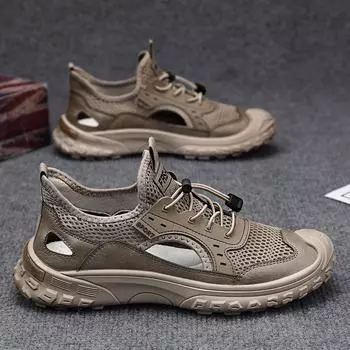 Пляжная обувь, мужские летние дышащие сетчатые сандалии для строительства, мужские нескользящие туфли для рыбалки и хождения по реке 39