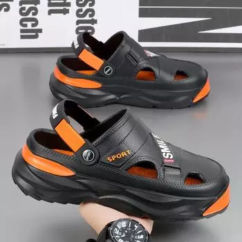 Пляжная обувь, мужские сандалии, мужские сандалии двойного назначения с толстой подошвой и нескользящей подошвой, большой размер для улицы 45-46 белый