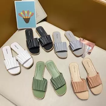 Пляжная обувь, тапочки, женские летние низкие женские шлепанцы, мягкие, для девочек, каблуки в римском стиле, из ПВХ, повседневная обувь для девочек 38-39 коричневый