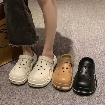 Пляжная обувь, женские сандалии, брендовые летние уличные сандалии, дышащие повседневные садовые тапочки, пляжные сандалии для пар, шлепанцы 36 чёрный