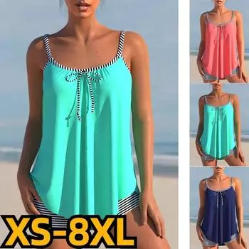 Пляжная одежда Монокини Купальник Купальный костюм Сексуальная Высокая талия Лето Новый дизайн с принтом Swimdrss Женщины Из двух частей Танкини Купальники S синий