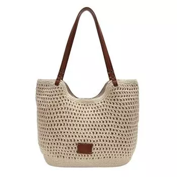Пляжная праздничная плетеная сумка-тоут женская весенне-летняя сумка через плечо большой вместимости 27*8.5*24