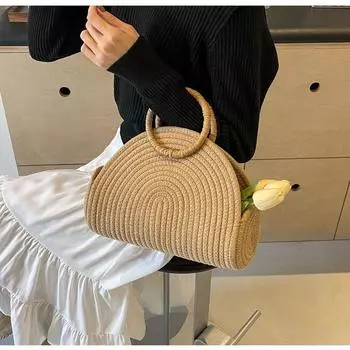 Пляжная праздничная соломенная сумка женская ретро-ручка шикарная большая вместимость плетеные сумки из травы женская морская повседневная сумка эстетичная