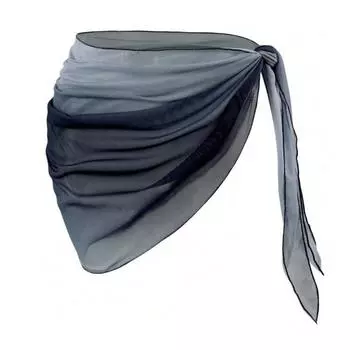 Пляжная прозрачная юбка-накидка, градиентный цвет, шифон, бикини, накидка, универсальный шарф, купальники S черный серый