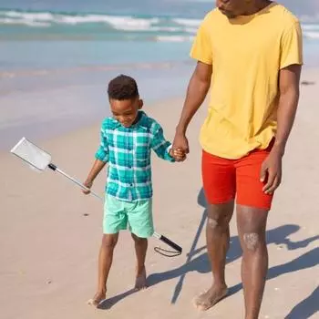 Пляжная сетчатая лопата, просеиватель для песка, регулируемая длинная ручка, алюминиевый сплав, детские ракушки, морское стекло, фильтр для сбора зубов акулы, лопатка L