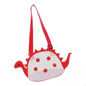 Пляжная сетчатая сумка для детей, сумки для сбора ракушек, для хранения игрушек с регулируемыми ремнями красный