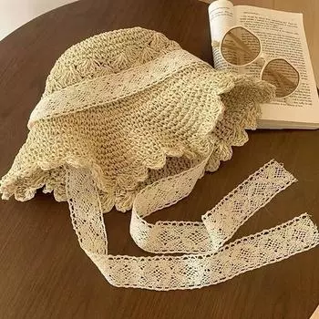 Пляжная шелковая шляпа от солнца соломенная шляпа для отдыха на море женская сезонная шляпа-ведро с большой половинкой в виде кошачьего глаза M56-58cm бежевый