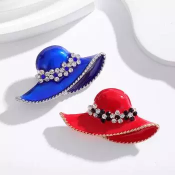 Пляжная шляпа с капающим маслом, брошь с бриллиантами, модные аксессуары для одежды, аксессуары для женского пальто, корсаж красный