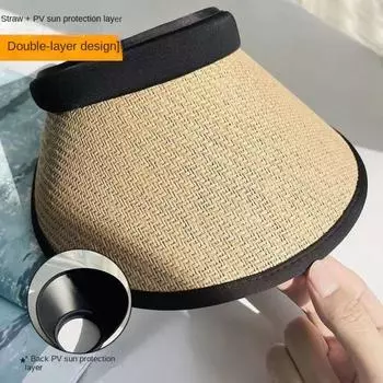 Пляжная шляпа с защитой от солнца, козырьки, шляпа с хвостиком, модная соломенная шляпа