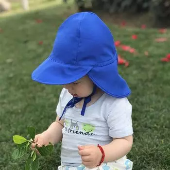 Пляжная солнцезащитная шляпа на открытом воздухе, защитная шапка для шеи, летняя детская рыбацкая шляпа, детская солнцезащитная шляпа Small Size (44-48cm) фиолетовый