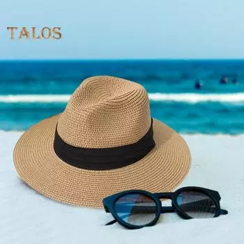 Пляжная соломенная шляпа, сплошной цвет, солнцезащитный козырек с широкими полями, анти-УФ-защита, дышащая складная шляпа от солнца для летних каникул, унисекс, дорожная шляпа хаки