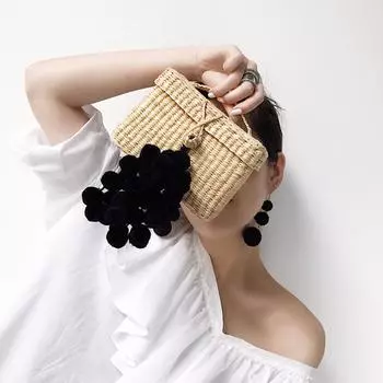 Пляжная соломенная сумка с кисточками, маленькая женская сумка из натуральной кожи в стиле бохо, цветная сумка через плечо