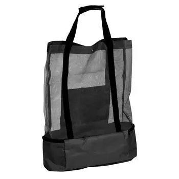 Пляжная сумка большой вместимости сетчатая сумка-холодильник для хранения продуктов сумка для сохранения тепла для кемпинга чёрный