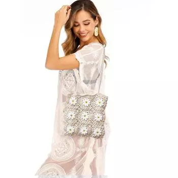 Пляжная сумка через плечо Origin Cross-Border Handwoven Flower middle абрикосовый