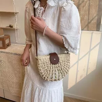 Пляжная сумка для отпуска, легкая соломенная сумка с магнитной застежкой и молнией для женщин, сумка через плечо Seaside Essentials