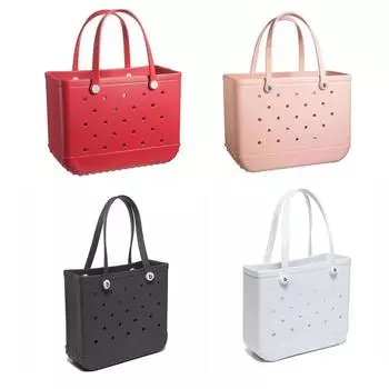 Пляжная сумка EVA, стильная сумка для плавания, большая пляжная сумка с отверстиями для покупок, плавания, пикника White