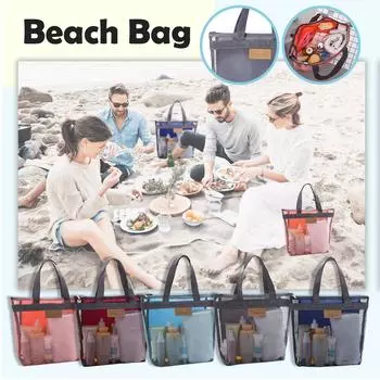 Пляжная сумка из сетки на открытом воздухе Сумка для купания на открытом воздухе Сетчатая сумка Дорожная сумка One Size розовый