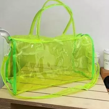 Пляжная сумка конфетного цвета, прозрачная, вместительная, переносная, моющаяся, дорожная сумка-мессенджер чёрный