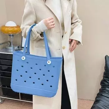 Пляжная сумка Портативная удобная ручка для переноски Легко чистящаяся большая сумка с сетчатым дизайном для путешествий на открытом воздухе L серебряный