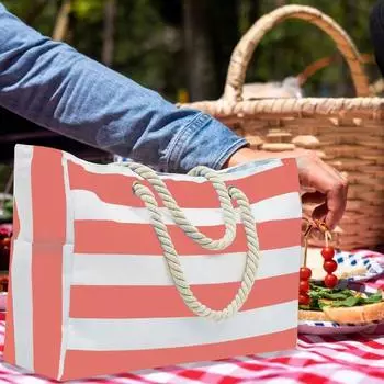 Пляжная сумка с боковым карманом, толстая плетеная веревка, внутренний водонепроницаемый карман, пескозащитная застежка-молния, большая вместительная дорожная сумка, сумка для уличного багажа зелёный