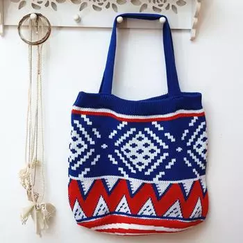 Пляжная сумка с геометрическим узором и через плечо big