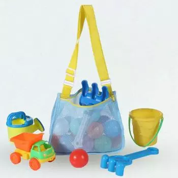 Пляжная сумка с полой сеткой, большая емкость, регулируемый ремень, быстросохнущие портативные детские игрушки, морская ракушка, Stoarge оранжевый