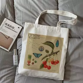 Пляжная сумка-тоут, холщовая сумка на плечо, сумка для покупок, экологически чистая многоразовая сумка, женская кавайная повседневная эстетичная сумка для учителя рисования 24*26cm