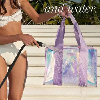 Пляжная сумка-тоут из ПВХ, модная для женщин, многоцелевая, водонепроницаемая, для концертов и стадионов фиолетовый