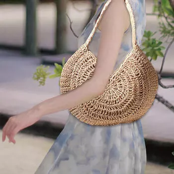 Пляжная сумка-тоут из ротанга в стиле бохо-шик для летнего отдыха A