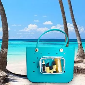 Пляжная сумка-тоут с крючками для вставки, аксессуары, водонепроницаемая, непроницаемая для песка, прозрачная косметичка, пляжная сумка для сумок Bogg чёрный